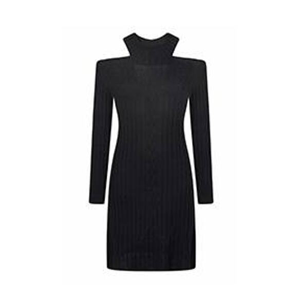 Anne Fontaine Amandine Long Sleeve Knit Dress With Shoulder Cutouts Black Small - Picture 1 of 14